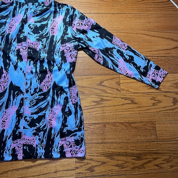 Crooked Tongues ASOS Pink and Blue Y2K Long Sleeve Retro Zip Up Dress QQ - Picture 4 of 4